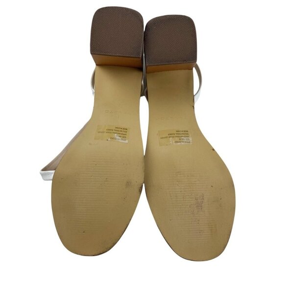 H by Halston Vegan Leather White Croc Embossed Contemporary Minimalist Block Hee - Picture 9 of 9